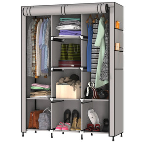 3 Door Foldable Wardrobe for Clothes/Cabinet/Multipurpose Storage Rack, Grey