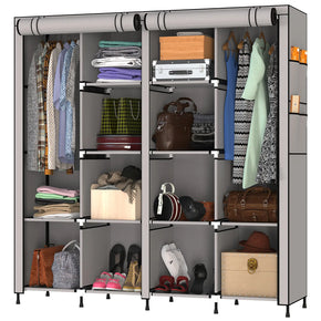 4 Door Foldable Wardrobe for Clothes/Cabinet/Multipurpose Storage Rack, Grey