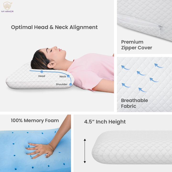 Memory Foam Pillow - Queen, 4.5" Thickness