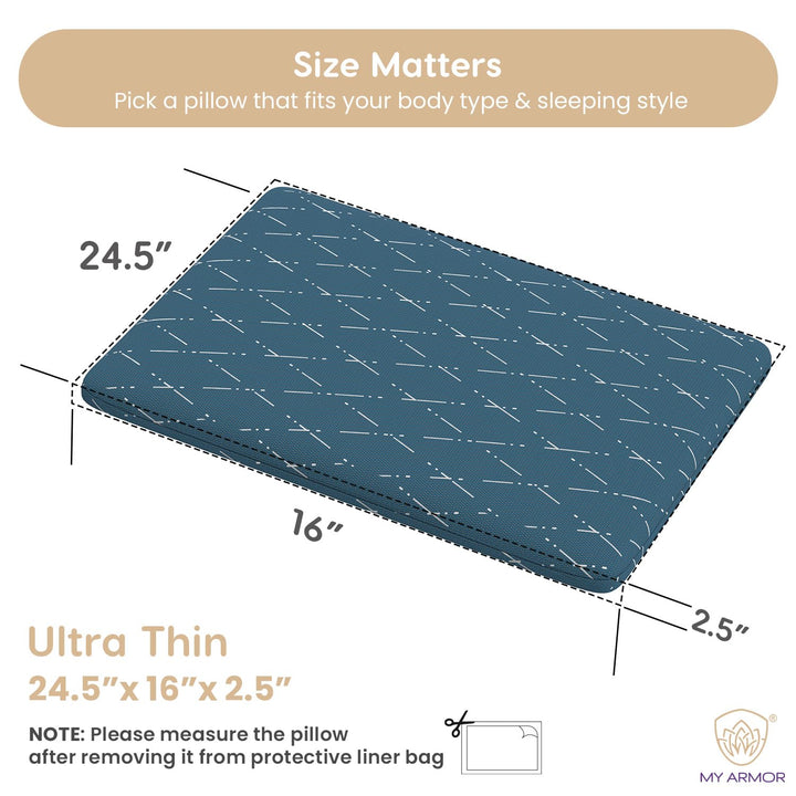 Memory Foam Pillow - Ultra Thin, 2.5" Thickness
