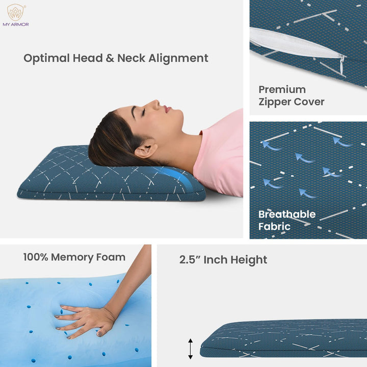 Memory Foam Pillow - Ultra Thin, 2.5" Thickness