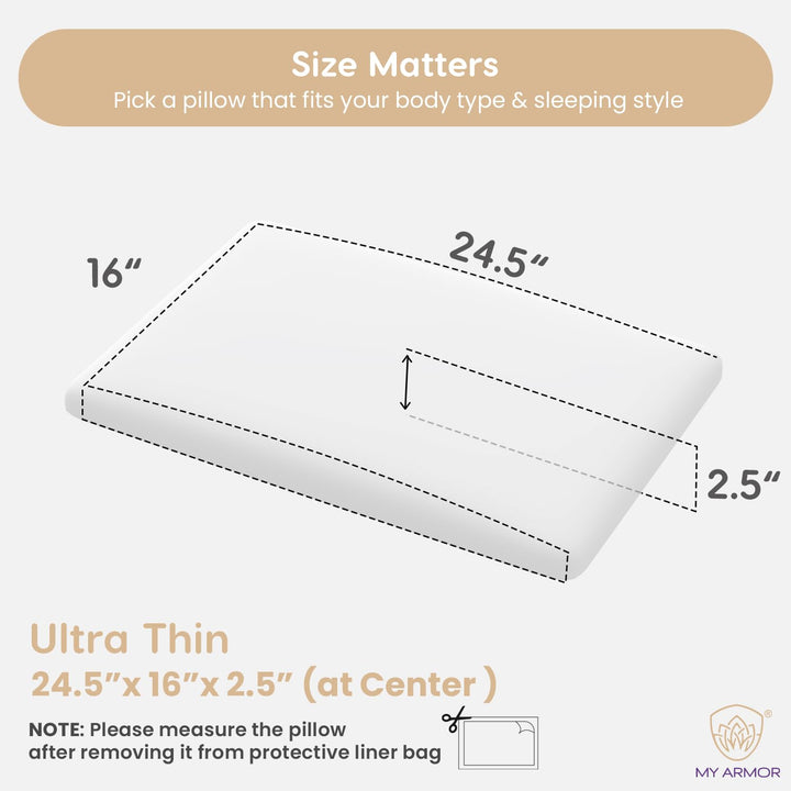 Memory Foam Pillow - Ultra Thin, 2.5" Thickness