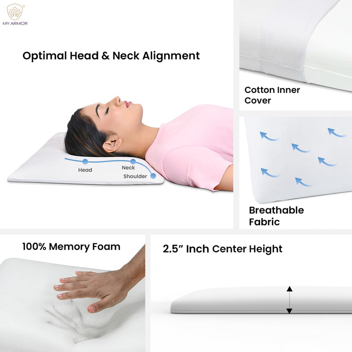Memory Foam Pillow - Ultra Thin, 2.5" Thickness