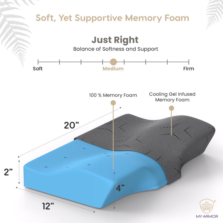 Memory Foam Contour Cervical Pillow - Cervical, Dual Height