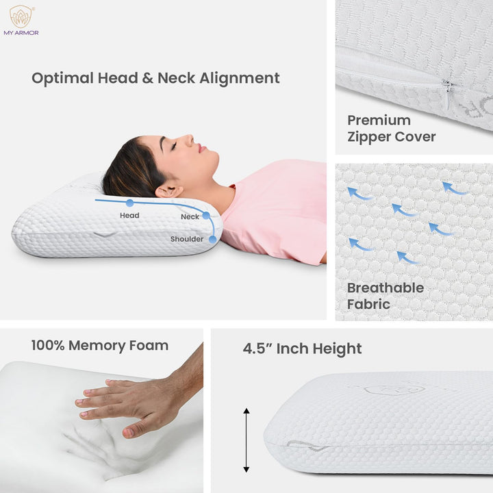 Memory Foam Pillow - Queen, 4.5" Thickness