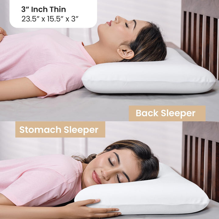 Memory Foam Pillow - 3” Thin, 3" Thickness