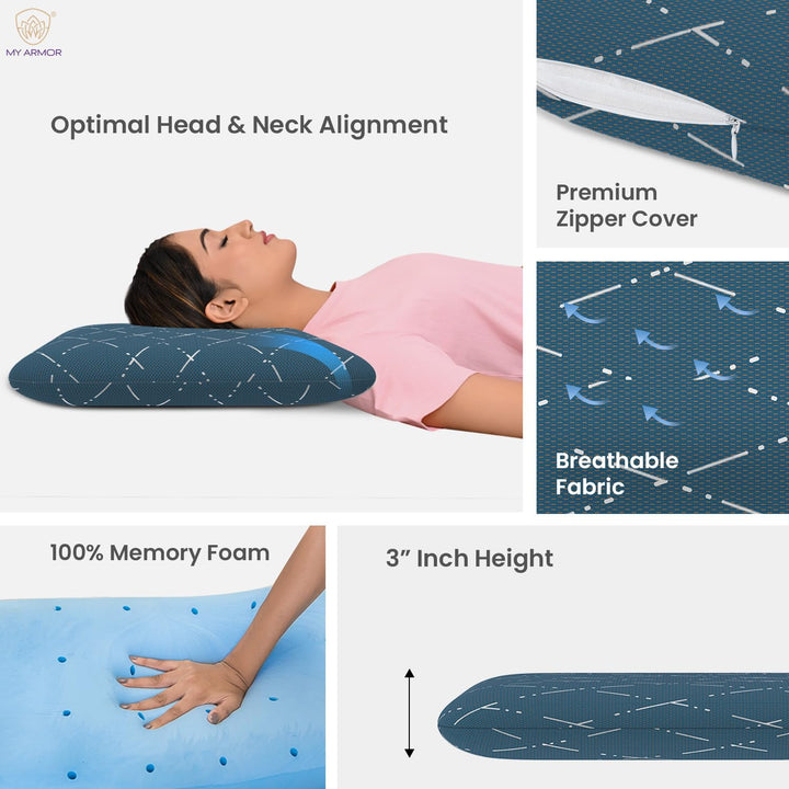 Memory Foam Pillow - 3” Thin, 3" Thickness