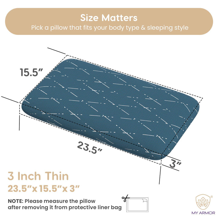 Memory Foam Pillow - 3” Thin, 3" Thickness