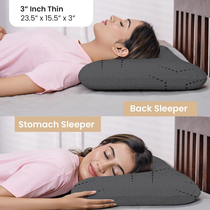 Memory Foam Pillow - 3” Thin, 3" Thickness