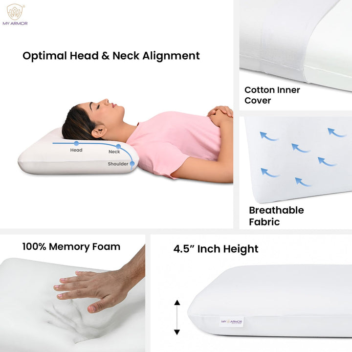 Memory Foam Pillow - Queen, 4.5" Thickness