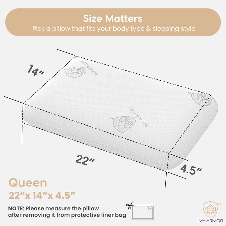 Memory Foam Pillow - Queen, 4.5" Thickness