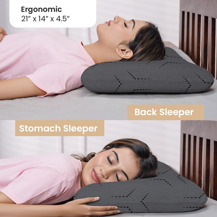 Ergonomic Memory Foam Pillow - Ergonomic, 4.5" Thickness