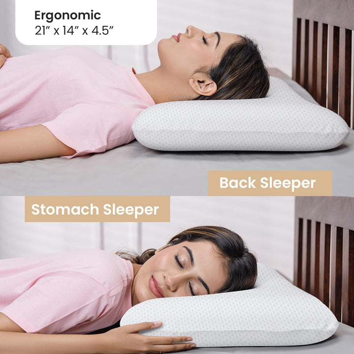 Ergonomic Memory Foam Pillow - Ergonomic, 4.5" Thickness