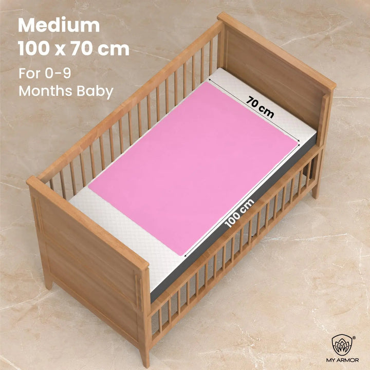 Baby Bed Protector Waterproof Dry Sheet - Baby Pink