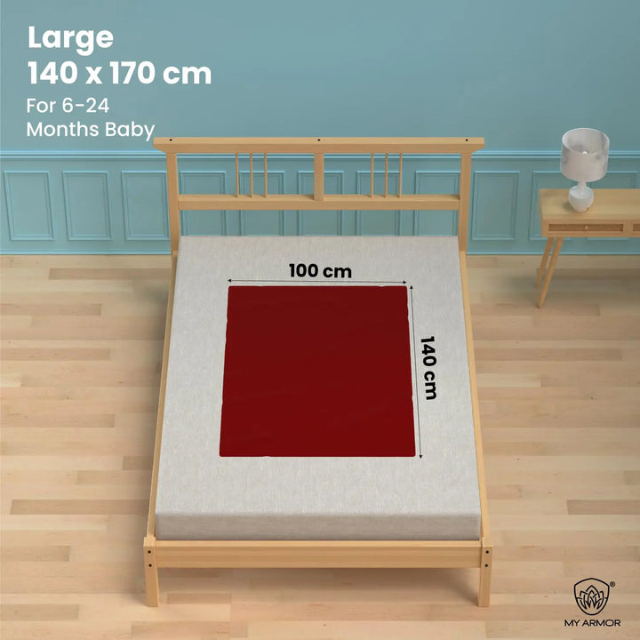 Baby Bed Protector Waterproof Dry Sheet - Maroon