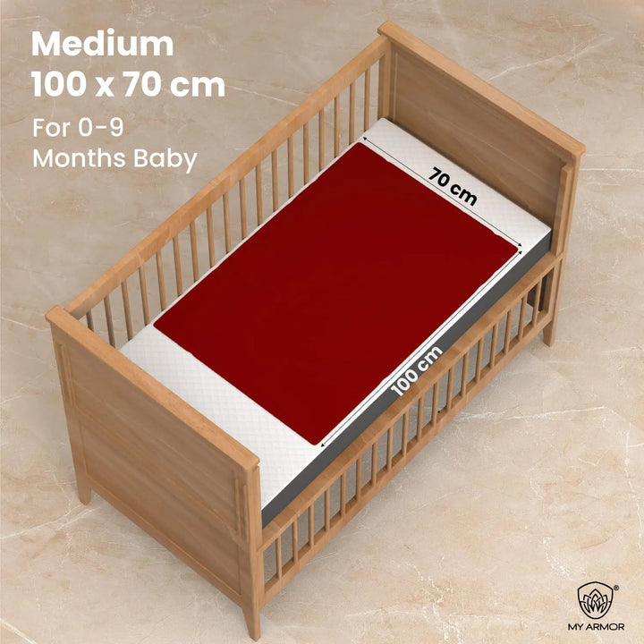 Baby Bed Protector Waterproof Dry Sheet - Maroon