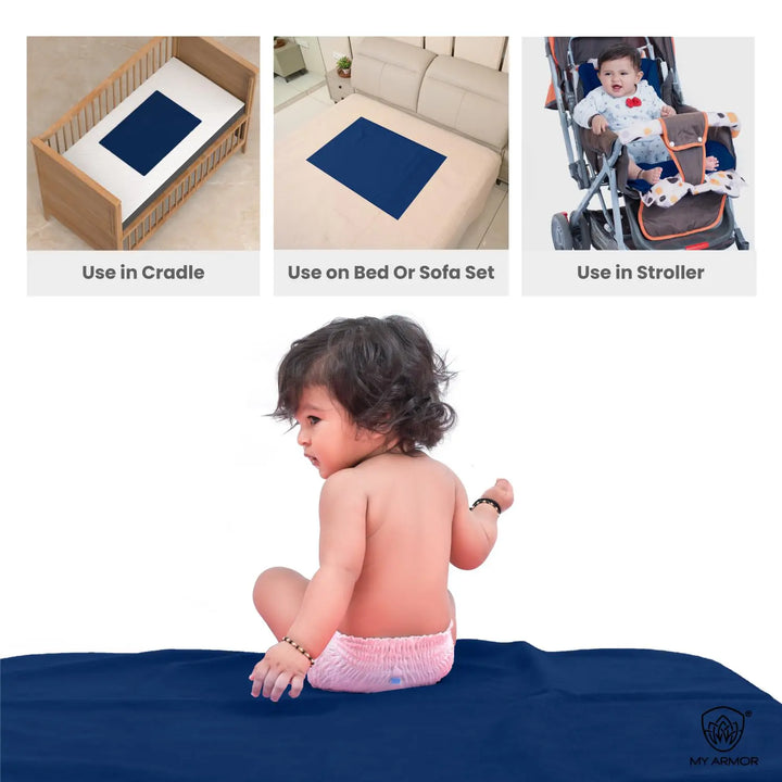 Baby Bed Protector Waterproof Dry Sheet - Maroon & Royal Blue (Pack of 2)