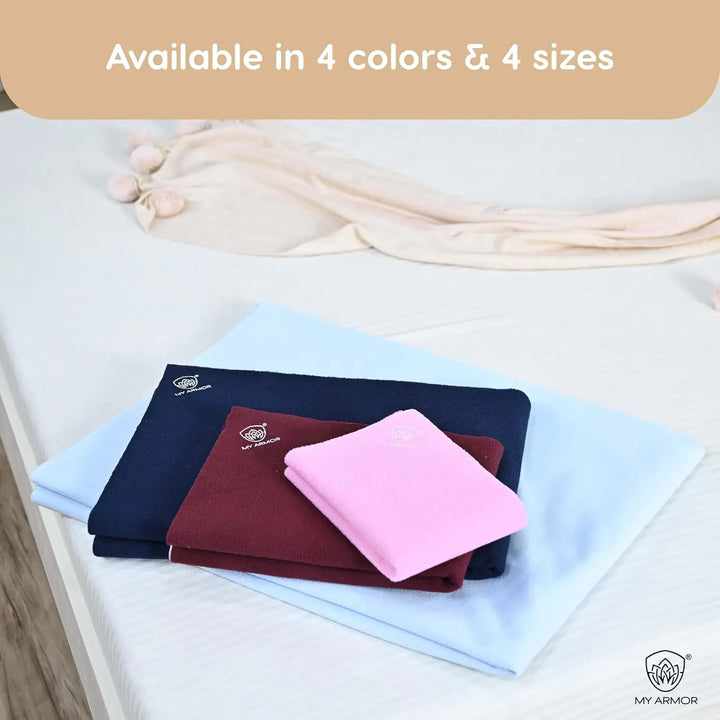 Baby Bed Protector Waterproof Dry Sheet - Maroon & Royal Blue (Pack of 2)