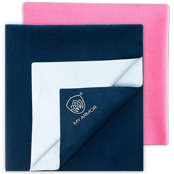 Baby Bed Protector Waterproof Dry Sheet - Royal Blue & Pink (Pack of 2)