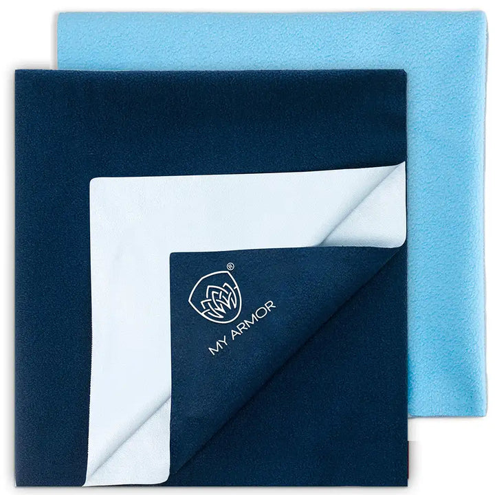 Baby Bed Protector Waterproof Dry Sheet - Royal Blue & Sky Blue (Pack of 2)