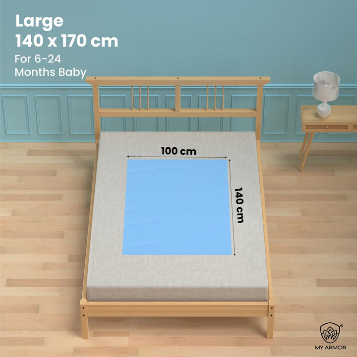 Baby Bed Protector Waterproof Dry Sheet - Sky Blue