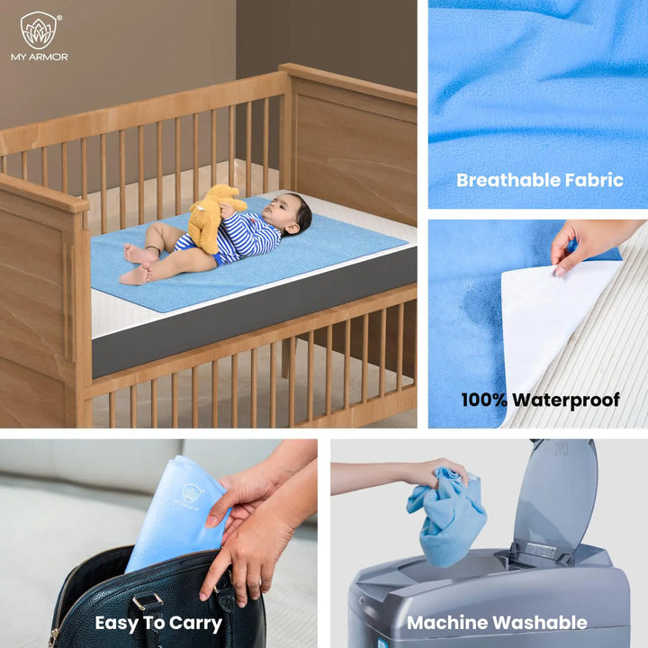 Baby Bed Protector Waterproof Dry Sheet - Sky Blue