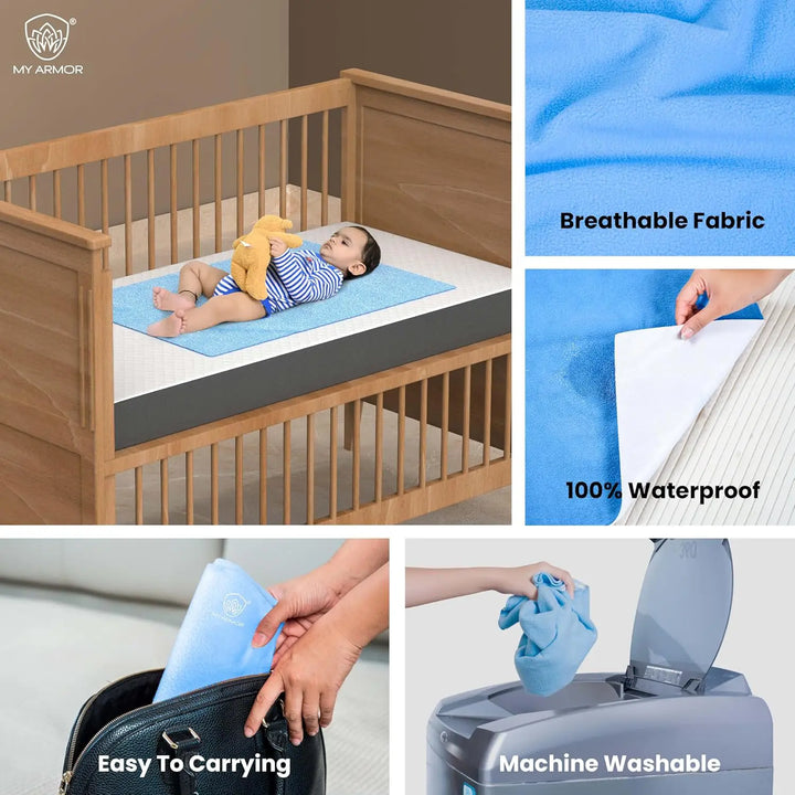 Baby Bed Protector Waterproof Dry Sheet - Sky Blue