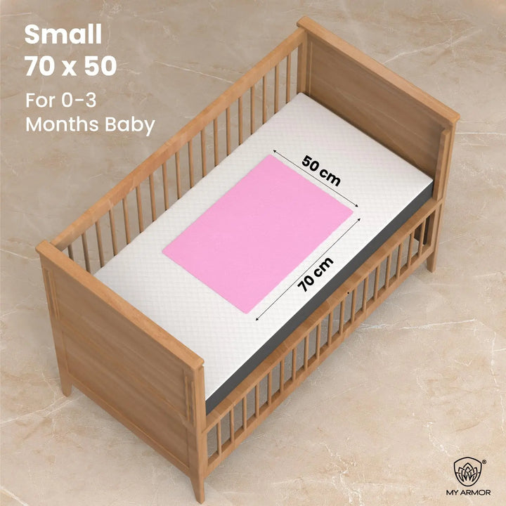 Baby Bed Protector Waterproof Dry Sheet - Baby Pink