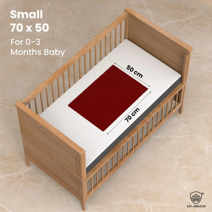 Baby Bed Protector Waterproof Dry Sheet - Maroon