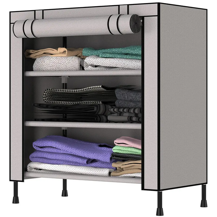 Foldable Multipurpose Wardrobe for Clothes & Storage, Grey - 1 Door