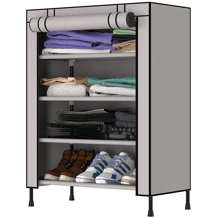 Foldable Multipurpose Wardrobe for Clothes & Storage, Grey - 1 Door