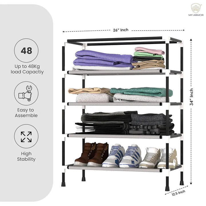 Foldable Multipurpose Wardrobe for Clothes & Storage, Grey - 1 Door