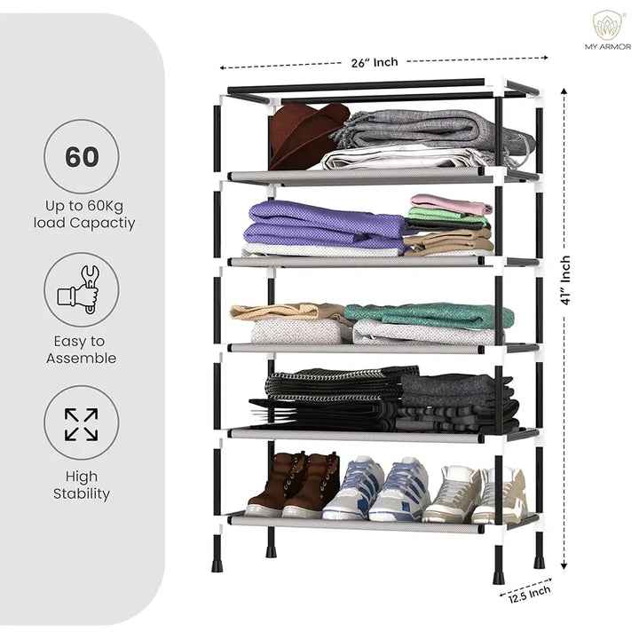 Foldable Multipurpose Wardrobe for Clothes & Storage, Grey - 1 Door