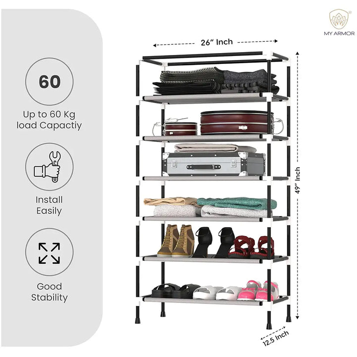 Foldable Multipurpose Wardrobe for Clothes & Storage, Grey - 1 Door