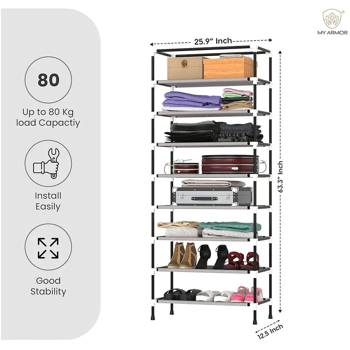 Foldable Multipurpose Wardrobe for Clothes & Storage, Grey - 1 Door