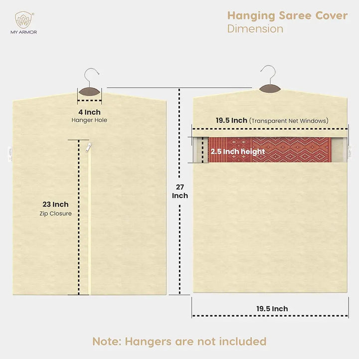 Hanging Cotton Canvas Saree Covers with Zip & Mesh Window - Hanging Saree Cover