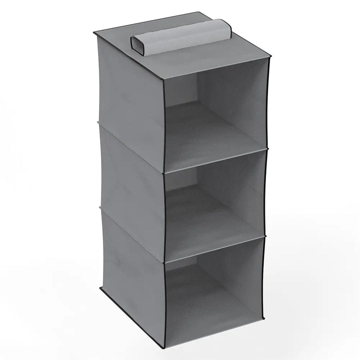 Hanging Shelf Cloth Storage Organizer, Grey - 3 Tier