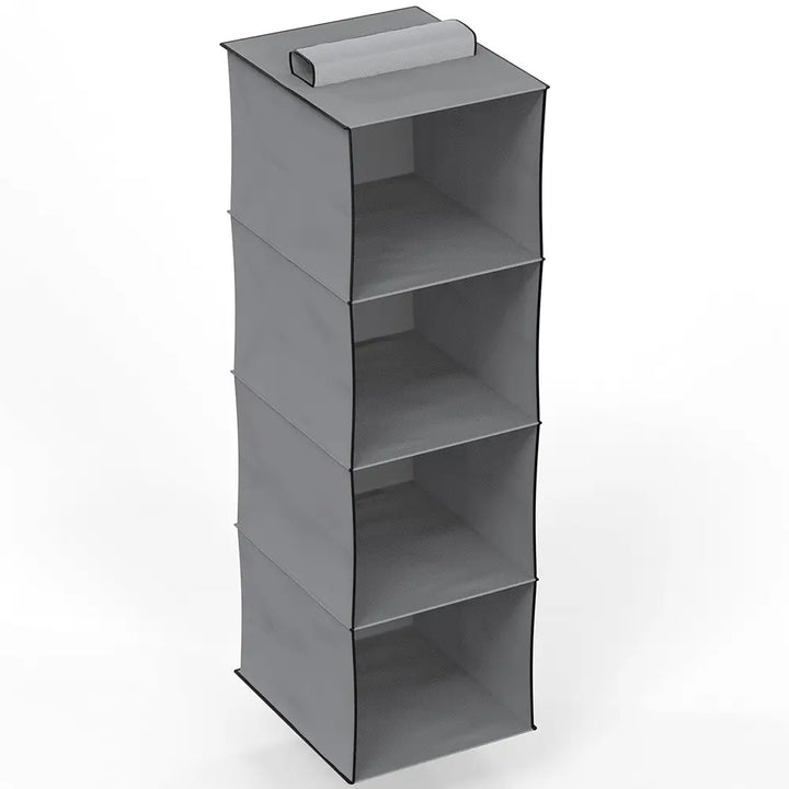 Hanging Shelf Cloth Storage Organizer, Grey - 4 Tier