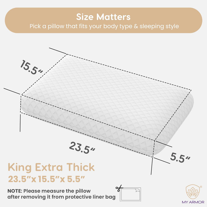 Memory Foam Pillow - King Extra Thick, 5.5" Thickness