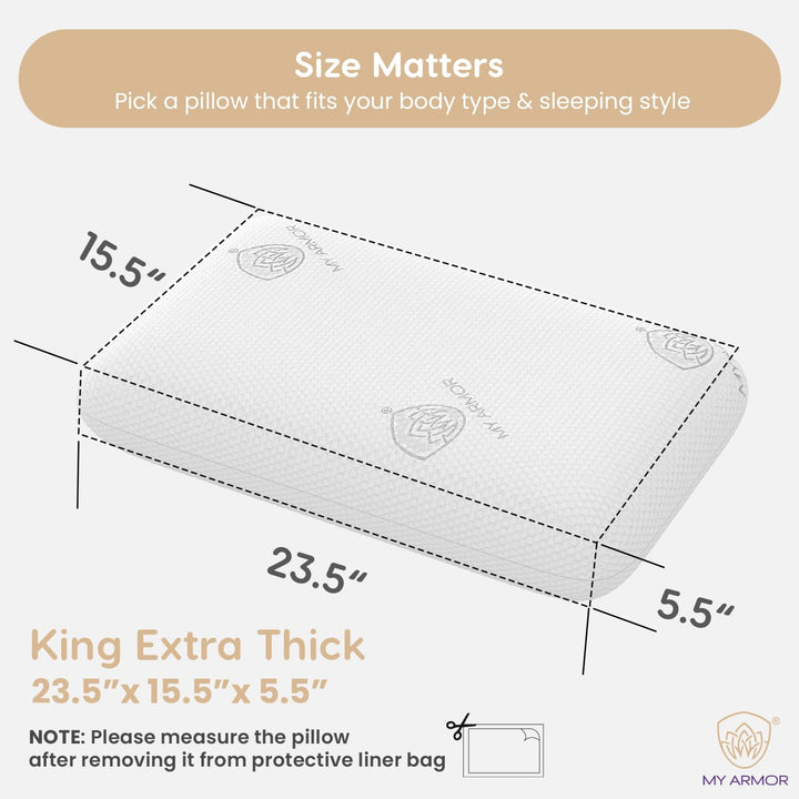 Memory Foam Pillow - King Extra Thick, 5.5" Thickness