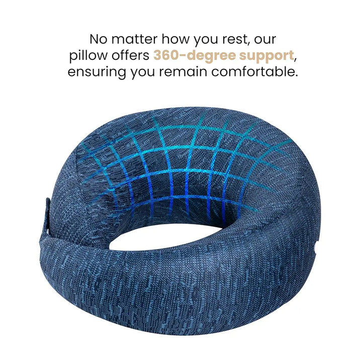 Memory Foam Neck Pillow for Travel, Washable & Adjustable - Memory Foam