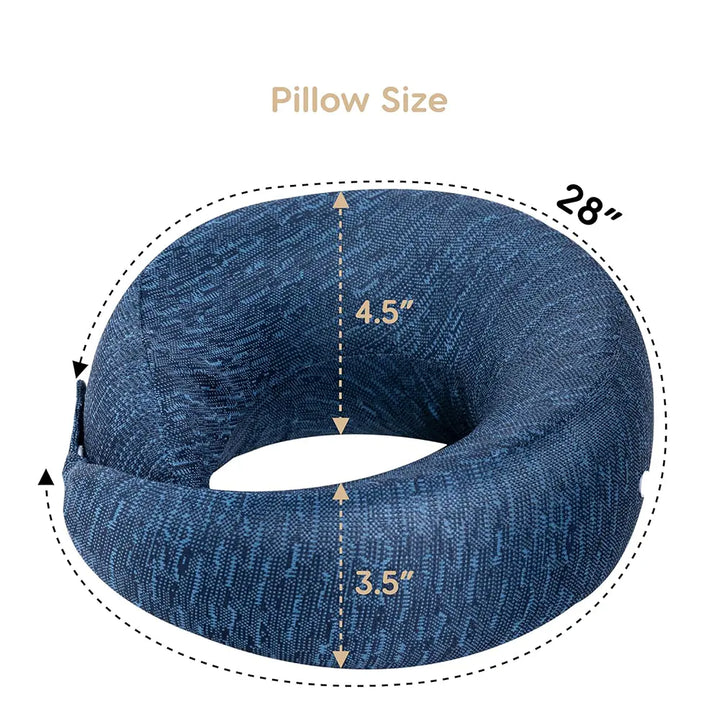 Memory Foam Neck Pillow for Travel, Washable & Adjustable - Memory Foam