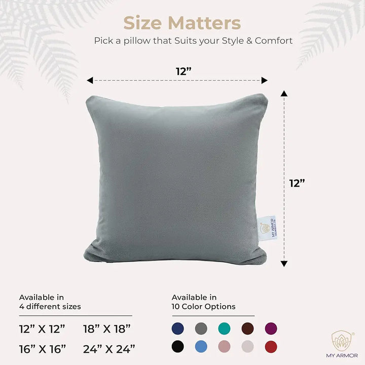 Microfiber Square Pillow for Sofa, Car & Home Decor - 12" x 12", Pack of 5