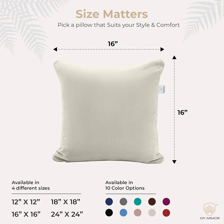 Microfiber Square Pillow for Sofa, Car & Home Decor - 16" x 16", Pack of 5