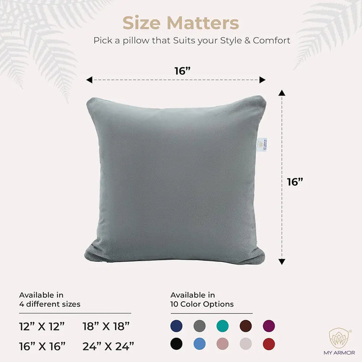 Microfiber Square Pillow for Sofa, Car & Home Decor - 16" x 16", Pack of 5