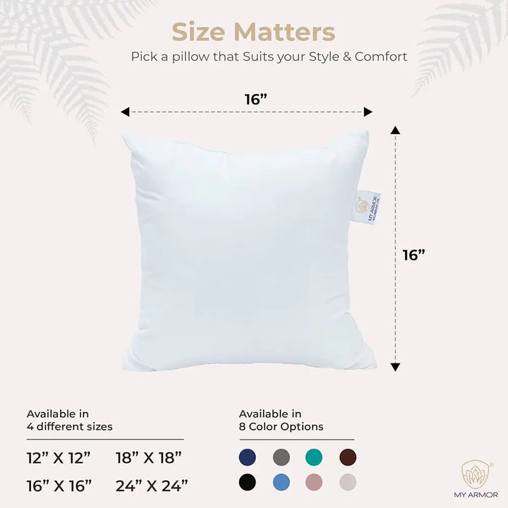 Microfiber Square Pillow for Sofa, Car & Home Decor - 16" x 16", Pack of 5