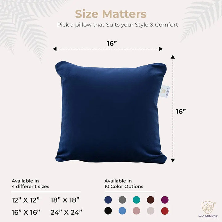 Microfiber Square Pillow for Sofa, Car & Home Decor - 16" x 16", Pack of 5