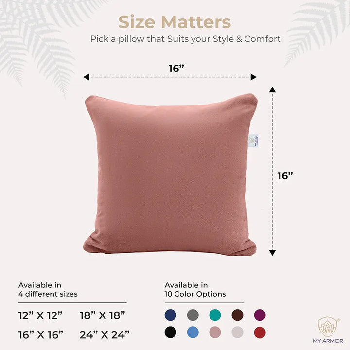 Microfiber Square Pillow for Sofa, Car & Home Decor - 16" x 16", Pack of 5