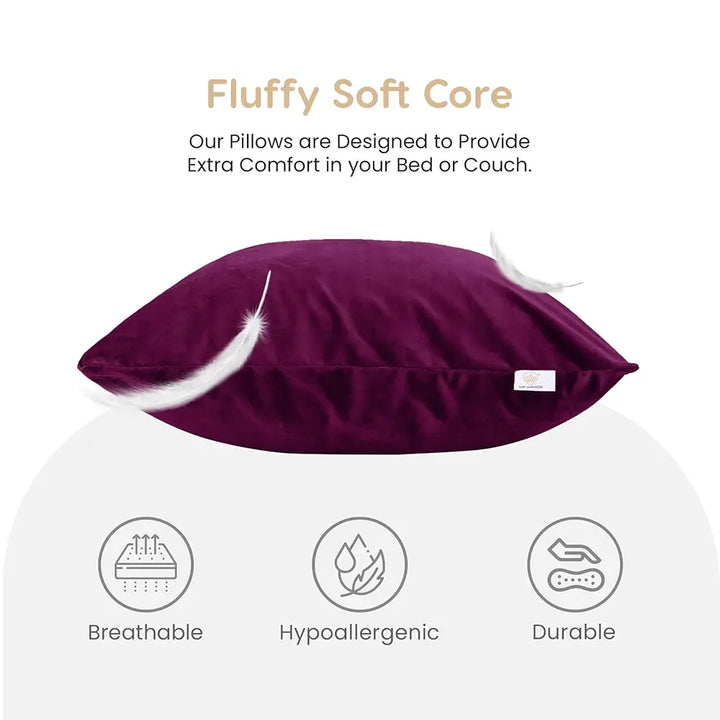 Microfiber Square Pillow for Sofa, Car & Home Decor - 16" x 16", Pack of 5