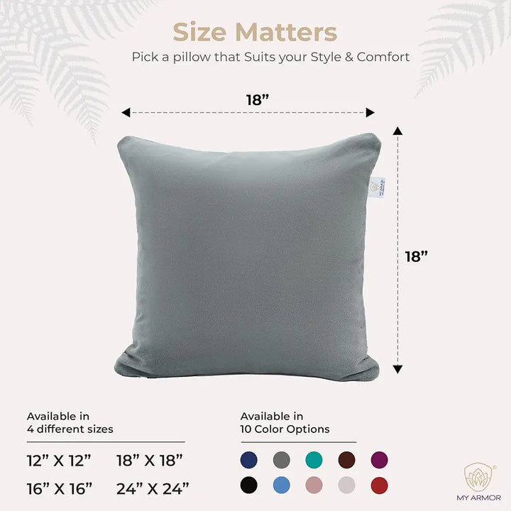 Microfiber Square Pillow for Sofa, Car & Home Decor - 18" x 18", Pack of 5